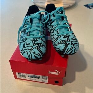 PUMA Kids Blue Graphic Soccer cleats